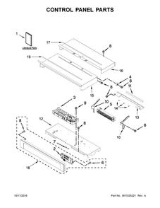 Control Panel Parts Diagram and Parts List for WOD51EC7AW05  Whirlpool Wall Oven