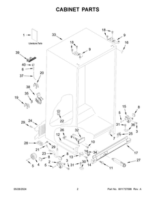 Cabinet Parts Diagram and Parts List for WRS325SDHB10  Whirlpool Refrigerator