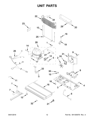 Unit Parts Diagram and Parts List for WRF532SNHV01  Whirlpool Refrigerator