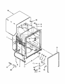 Tub And Frame Parts Diagram and Parts List for 66512093K210  Kenmore Dishwasher