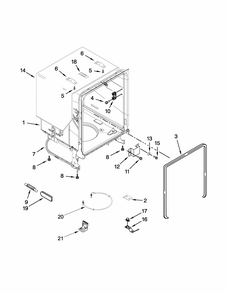 Tub And Frame Parts Diagram and Parts List for 66514319N410  Kenmore Dishwasher