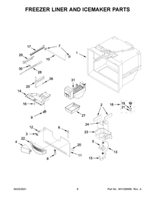 Freezer Liner And Icemaker Parts Diagram and Parts List for WRF535SWHB04  Whirlpool Refrigerator