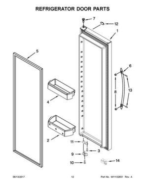 07 - Refrigerator Door Parts Diagram and Parts List for WRS586FLDM03  Whirlpool Refrigerator