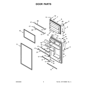 Door Parts Diagram and Parts List for WRT148FZDM08  Whirlpool Refrigerator