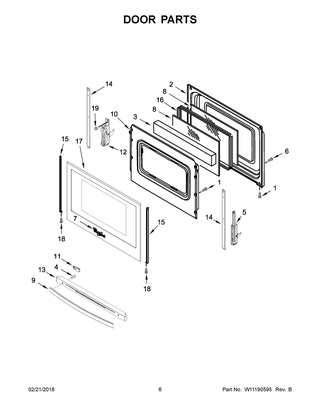 Door Parts Diagram and Parts List for WEE510S0FV1  Whirlpool Range