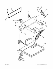 Top And Console Parts Diagram and Parts List for 110C60022011  Kenmore Dryer