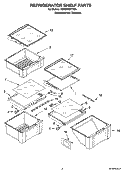 REFRIGERATOR SHELF PARTS Diagram and Parts List for 7GF6NFEXTY00  Whirlpool Refrigerator