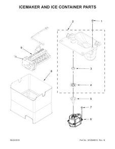 Icemaker And Ice Container Parts Diagram and Parts List for WRF757SDEH01  Whirlpool Refrigerator
