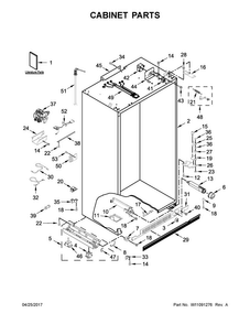 Cabinet Parts Diagram and Parts List for KBSD606ESS01  KitchenAid Refrigerator