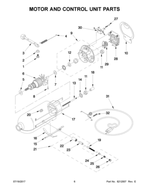 04 - MOTOR AND CONTROL UNIT PARTS Diagram and Parts List for 5KSM150PSACP0  Whirlpool Mixer