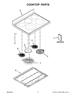 02 - COOKTOP PARTS Diagram and Parts List for YMET8720DH00  Whirlpool Range