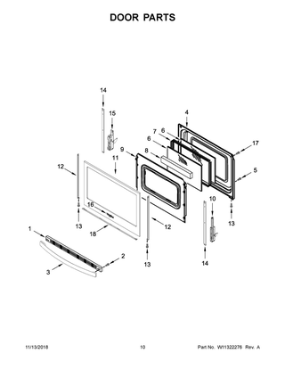 Door Parts Diagram and Parts List for WFG525S0HB1  Whirlpool Range