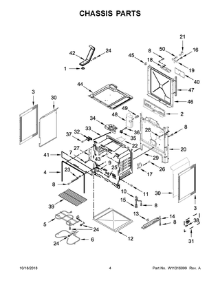 Chassis Parts Diagram and Parts List for IES790GS0  Whirlpool Range
