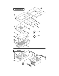 Shelf Parts Diagram and Parts List for WRF560SFYB04  Whirlpool Refrigerator