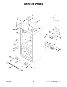 Cabinet Parts Diagram and Parts List for WRF555SDFZ12  Whirlpool Refrigerator
