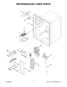 03 - Refrigerator Liner Parts Diagram and Parts List for WRFF3436RW00  Whirlpool Refrigerator