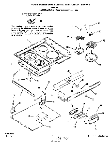 Main Top Diagram and Parts List for N9608*0  Roper Range