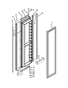 Freezer Door Parts Diagram and Parts List for KSSO48FTX18  KitchenAid Refrigerator