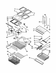 Shelf Parts Diagram and Parts List for 59672013017  Kenmore Refrigerator