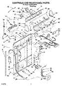 CONTROLS AND REAR PANEL PARTS Diagram and Parts List for 6ALBR6245MW3  Whirlpool Washer