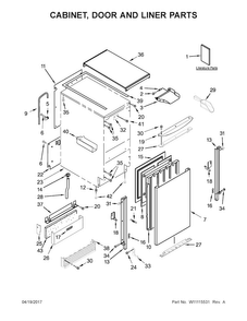 Cabinet, Door And Liner Parts Diagram and Parts List for KUIS18PNZW2  KitchenAid Ice Maker