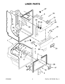 03 - Liner Parts Diagram and Parts List for WRF560SFHW05  Whirlpool Refrigerator