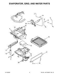 Evaporator, Grid, And Water Parts Diagram and Parts List for KUIX535HPA00  Whirlpool Refrigerator