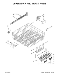 Upper Rack And Track Parts Diagram and Parts List for KDTE104EBS2  KitchenAid Dishwasher