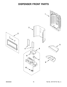 09 - Dispenser Front Parts Diagram and Parts List for WRFF3436RZ00  Whirlpool Refrigerator