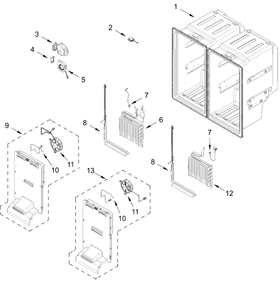 Freezer Liner Parts Diagram and Parts List for KRQC736RPS00  Whirlpool Refrigerator