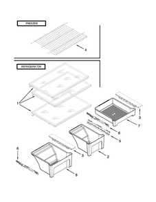 Shelf Parts Diagram and Parts List for 10662154111  Kenmore Refrigerator