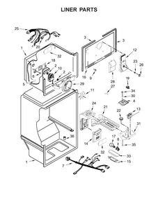 Liner Parts Diagram and Parts List for WRT311FZDB00  Whirlpool Refrigerator