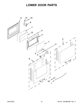 07 - LOWER DOOR PARTS Diagram and Parts List for YWGE745C0FH0  Whirlpool Range