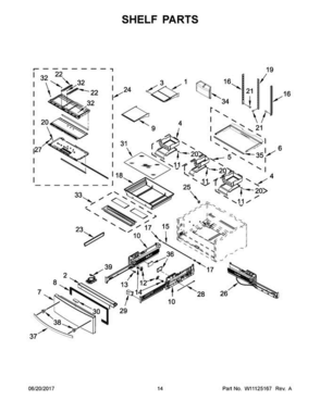 08 - Shelf Parts Diagram and Parts List for WRX986SIHZ00  Whirlpool Refrigerator