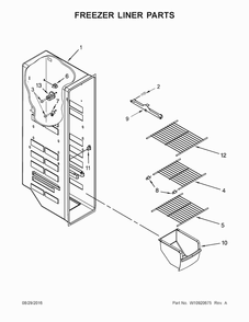 Freezer Liner Parts Diagram and Parts List for 10651799413  Kenmore Refrigerator