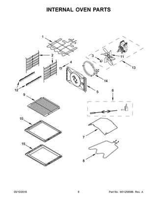 Internal Oven Parts Diagram and Parts List for KOSC104FSS1  Whirlpool Wall Oven