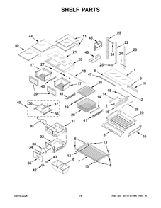 08 - Shelf Parts Diagram and Parts List for JFFCF72DKM01  Whirlpool Refrigerator