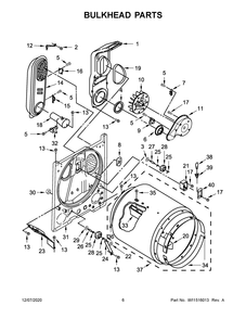 Bulkhead Parts Diagram and Parts List for MGD6200KW1  Whirlpool Washer