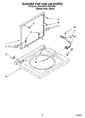 WASHER TOP AND LID PARTS Diagram and Parts List for LTG5243DT4  Whirlpool Washer Dryer Combo