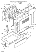DOOR AND DRAWER PARTS Diagram and Parts List for GJP84801  Whirlpool Range