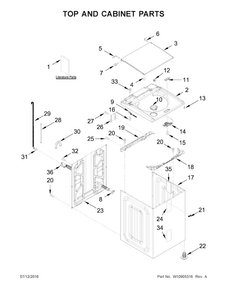 Top And Cabinet Parts Diagram and Parts List for WTW8040DW1  Whirlpool Washer