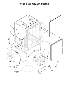 Tub And Frame Parts Diagram and Parts List for KDFE104DWH5  KitchenAid Dishwasher