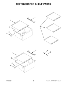 04 - Refrigerator Shelf Parts Diagram and Parts List for WRS312SNHB06  Whirlpool Refrigerator