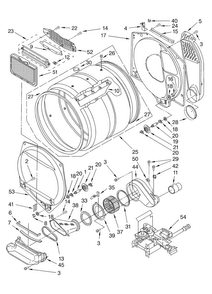 Dryer Bulkhead Parts Diagram and Parts List for 11097842700  Kenmore Washer Dryer Combo