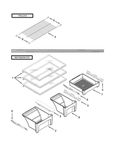Shelf Parts Diagram and Parts List for WRT351SFTF00  Whirlpool Refrigerator