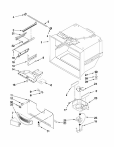 Freezer Liner Parts Diagram and Parts List for 59679522013  Kenmore Refrigerator