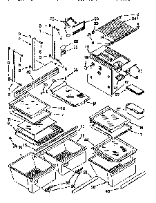 Shelf Diagram and Parts List for ET22DQLB00  Whirlpool Refrigerator