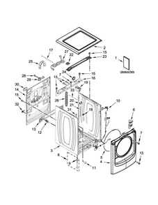 Top And Cabinet Parts Diagram and Parts List for 7MWFW75HEFW0  Whirlpool Washer