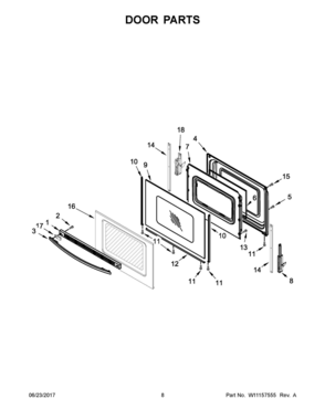 05 - DOOR PARTS Diagram and Parts List for YWFE330W0EW1  Whirlpool Range