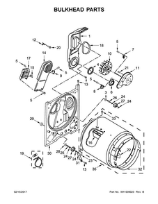 Bulkhead Parts Diagram and Parts List for 3DWED4815FW0  Whirlpool Dryer